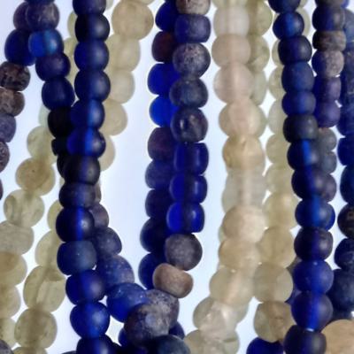 Blue and white glass beads, produced in Amsterdam in the 17-18th Cent. Nice translucent beads, worn in the Guinea's of West-Africa.