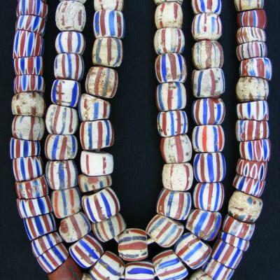 Three ropes of Venetian-made beads from around 1900 and used in West-Africa.
